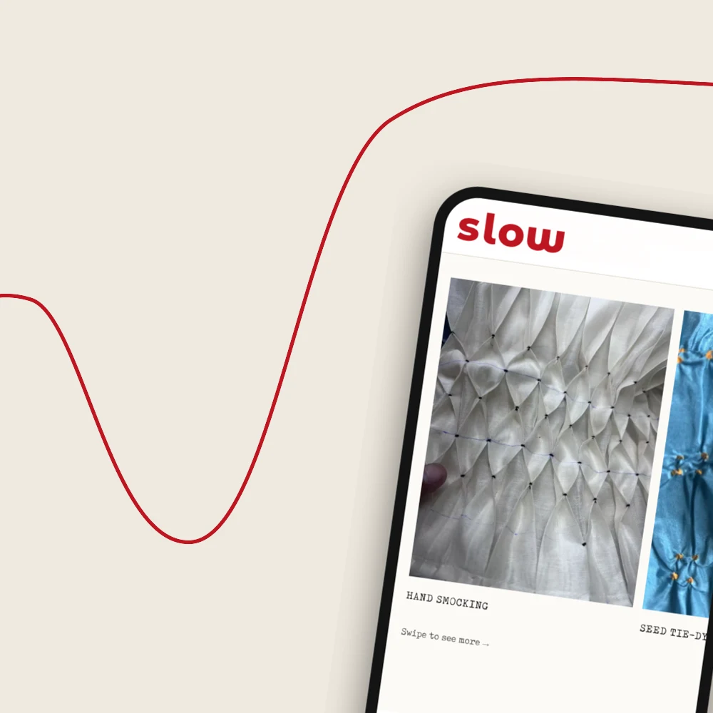 The craft gallery on the Slow website on a phone
