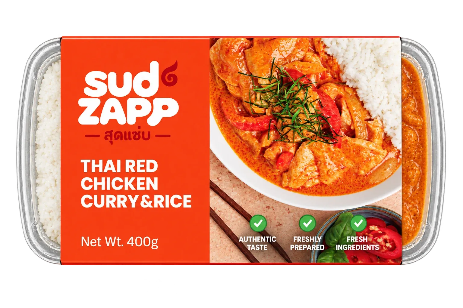 Sud Zapp Thai red curry packaging